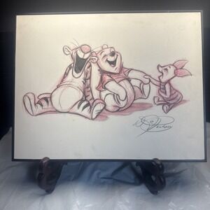 Winnie the Pooh pink-tone sketch with Tigger &‎ Piglet by Dave Pacheco